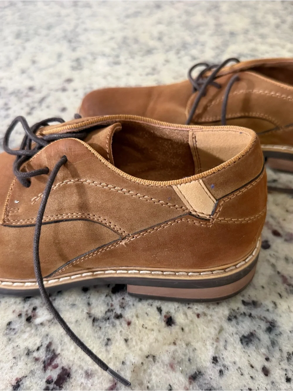 Borelli Boys Tan Suede Lace-Up Dress Shoes Size 1